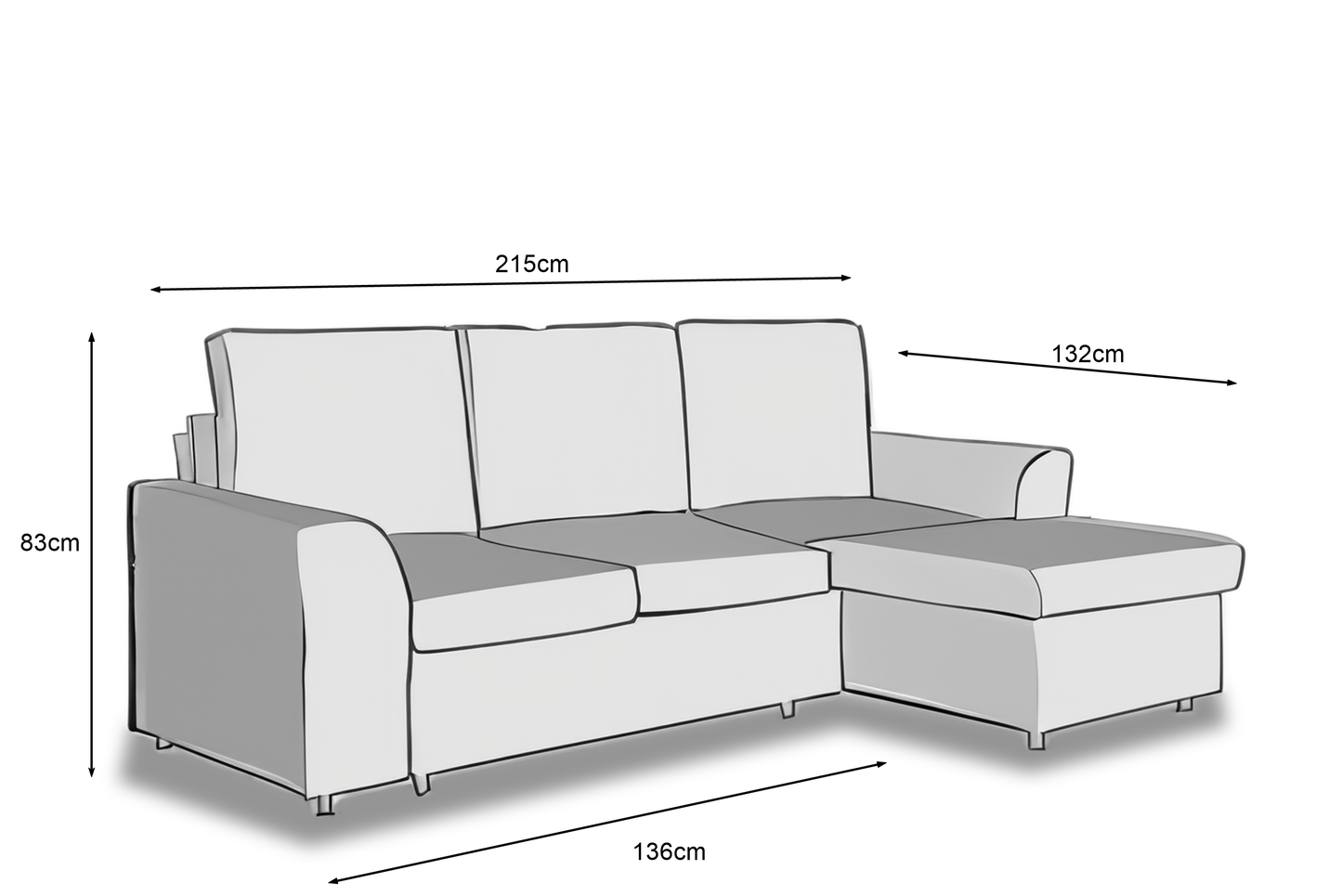 Manhattan Grey 3 Seat Corner Sofa Bed Set - Left or Right - Madefor.Living
