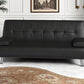 Jace Black Leather 3 Seat Sofa Bed Set