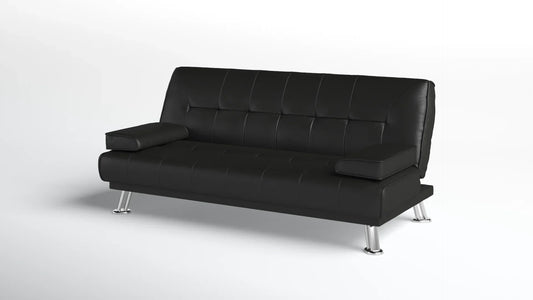 Jace Black Leather 3 Seat Sofa Bed Set