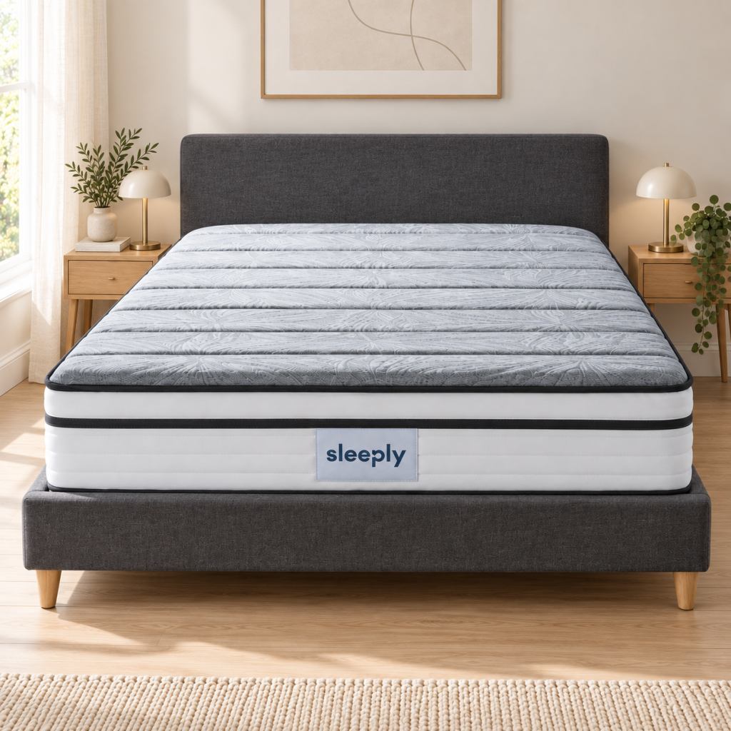 Sleeply hybrid mattress on a bed